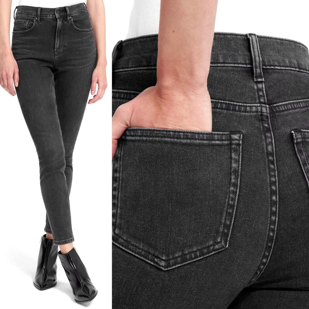 NWT Everlane‎ Black Skinny Jeans Size 24 Tall Denim Sustainable Stretch Mid 24T - Picture 3 of 15